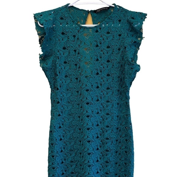 ZARA Green Guipure Lace Tube Dress EUC - Picture 1 of 11